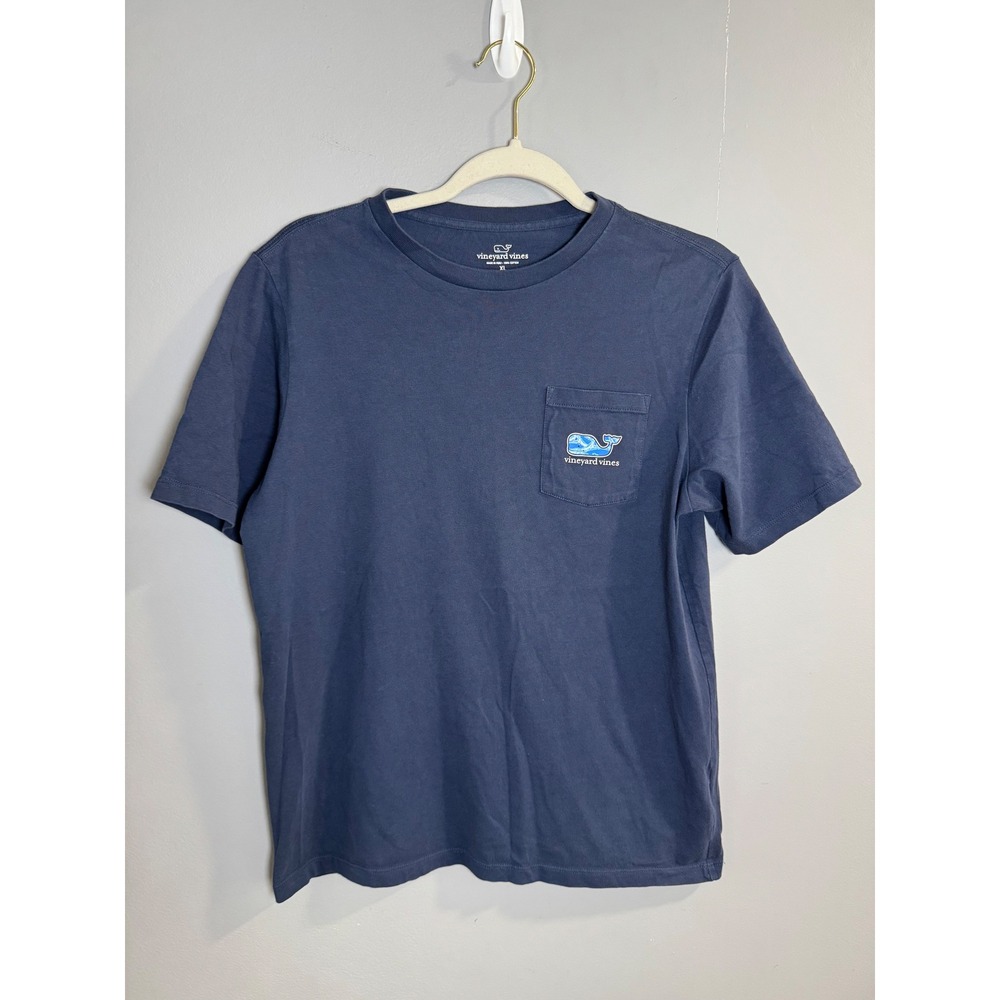 Vineyard Vines Kids Boys T Shirt Whale Pocket Graphic Blue Cotton XL 18 Navy